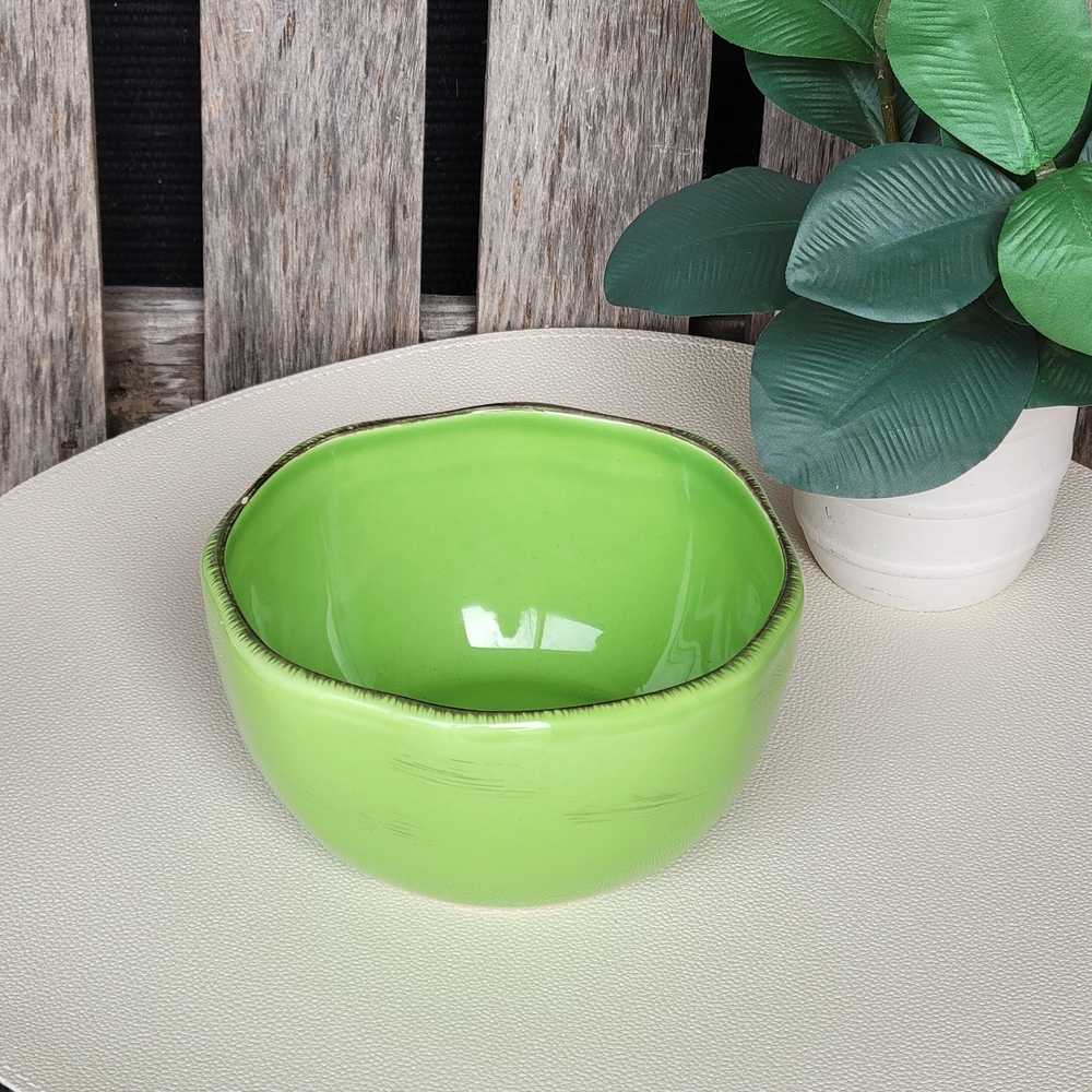 Overandback Lime Green Handpainted Ceramic Bowl